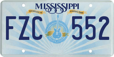 MS license plate FZC552