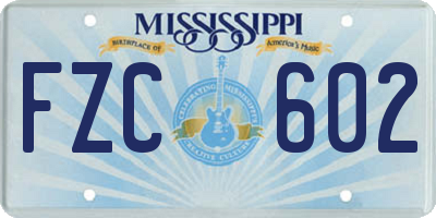 MS license plate FZC602