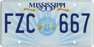 MS license plate FZC667