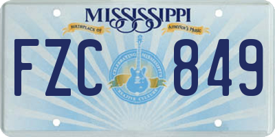 MS license plate FZC849