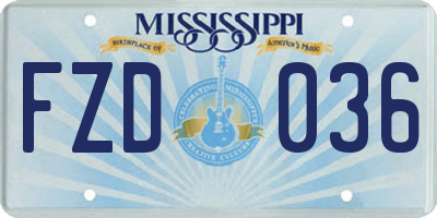 MS license plate FZD036