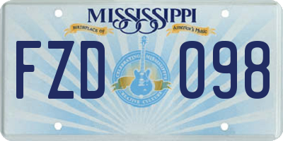 MS license plate FZD098