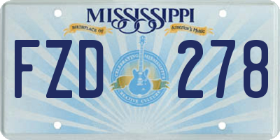 MS license plate FZD278