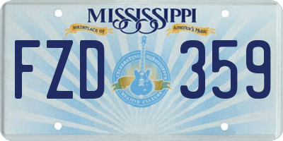 MS license plate FZD359