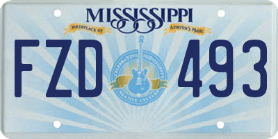 MS license plate FZD493