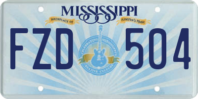 MS license plate FZD504