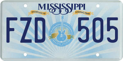 MS license plate FZD505