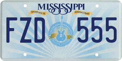 MS license plate FZD555