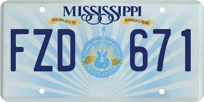 MS license plate FZD671