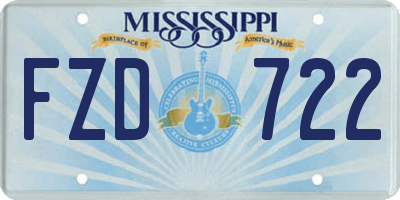 MS license plate FZD722