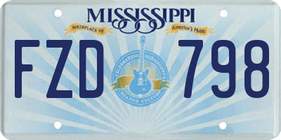 MS license plate FZD798