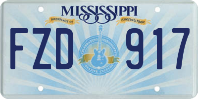 MS license plate FZD917