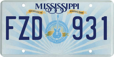 MS license plate FZD931
