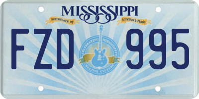 MS license plate FZD995