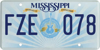 MS license plate FZE078