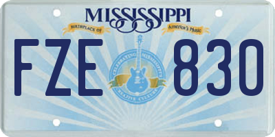 MS license plate FZE830