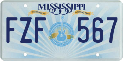 MS license plate FZF567