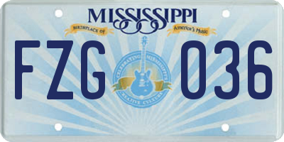 MS license plate FZG036