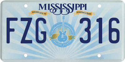 MS license plate FZG316