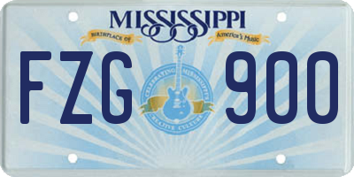 MS license plate FZG900
