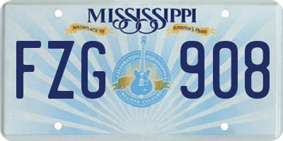 MS license plate FZG908