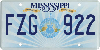 MS license plate FZG922
