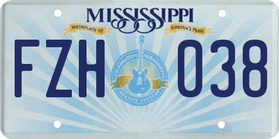 MS license plate FZH038
