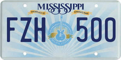 MS license plate FZH500