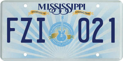 MS license plate FZI021