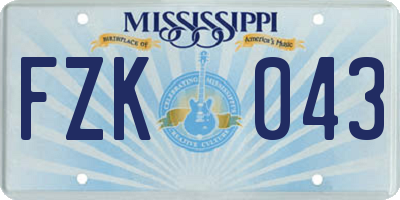 MS license plate FZK043