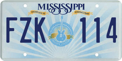 MS license plate FZK114