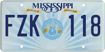 MS license plate FZK118