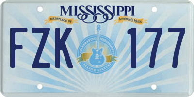 MS license plate FZK177