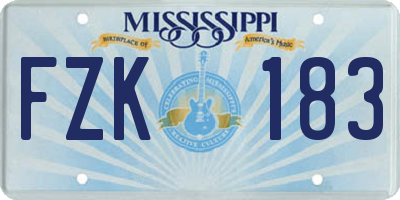 MS license plate FZK183