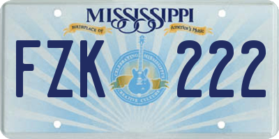 MS license plate FZK222