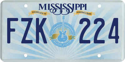 MS license plate FZK224