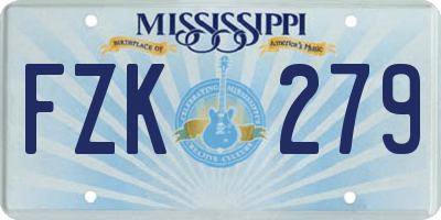 MS license plate FZK279