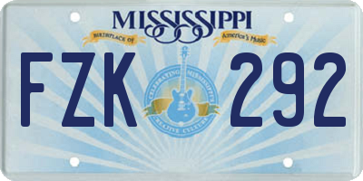 MS license plate FZK292