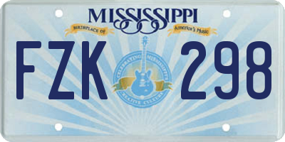 MS license plate FZK298