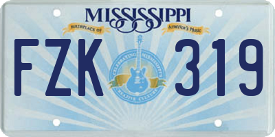 MS license plate FZK319