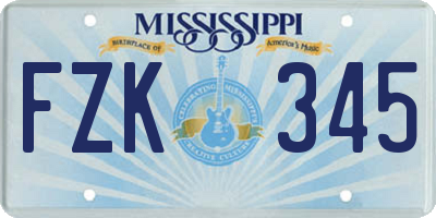 MS license plate FZK345