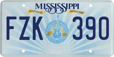 MS license plate FZK390