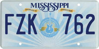 MS license plate FZK762