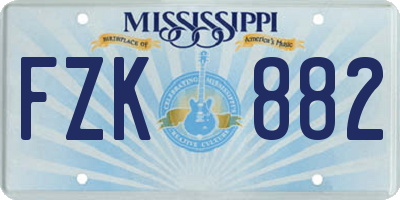 MS license plate FZK882