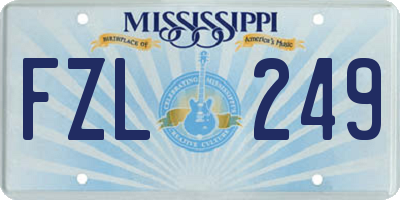 MS license plate FZL249