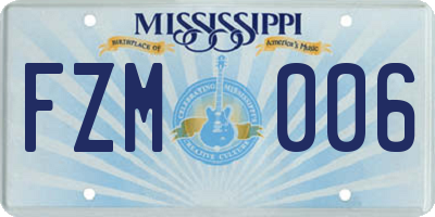MS license plate FZM006