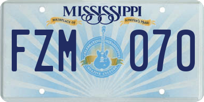 MS license plate FZM070
