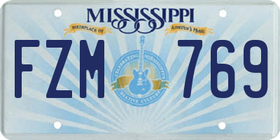 MS license plate FZM769
