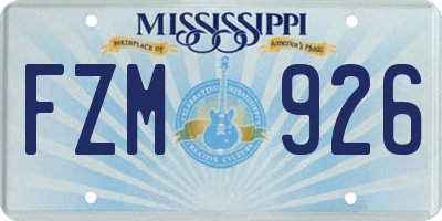 MS license plate FZM926