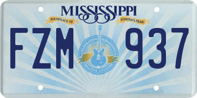MS license plate FZM937
